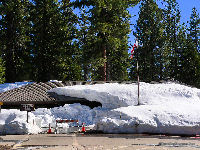 In mid April, the snow was covering the King's Canyon visitors center.