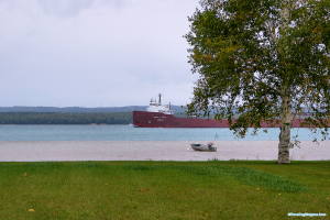 Ship on St Mary's River which runs from Lake Superior to Lake Huron. Traffic goes through the 4 Soo Canals.
Click for larger picture.