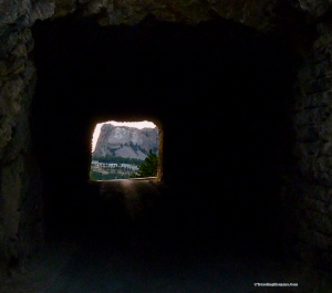 View of Mt Rushmore through the north tunnel on Iron Mountain Road.