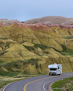 RV going thourgh Gold Hills. Click for larger picture. RV going through the Gold Hills